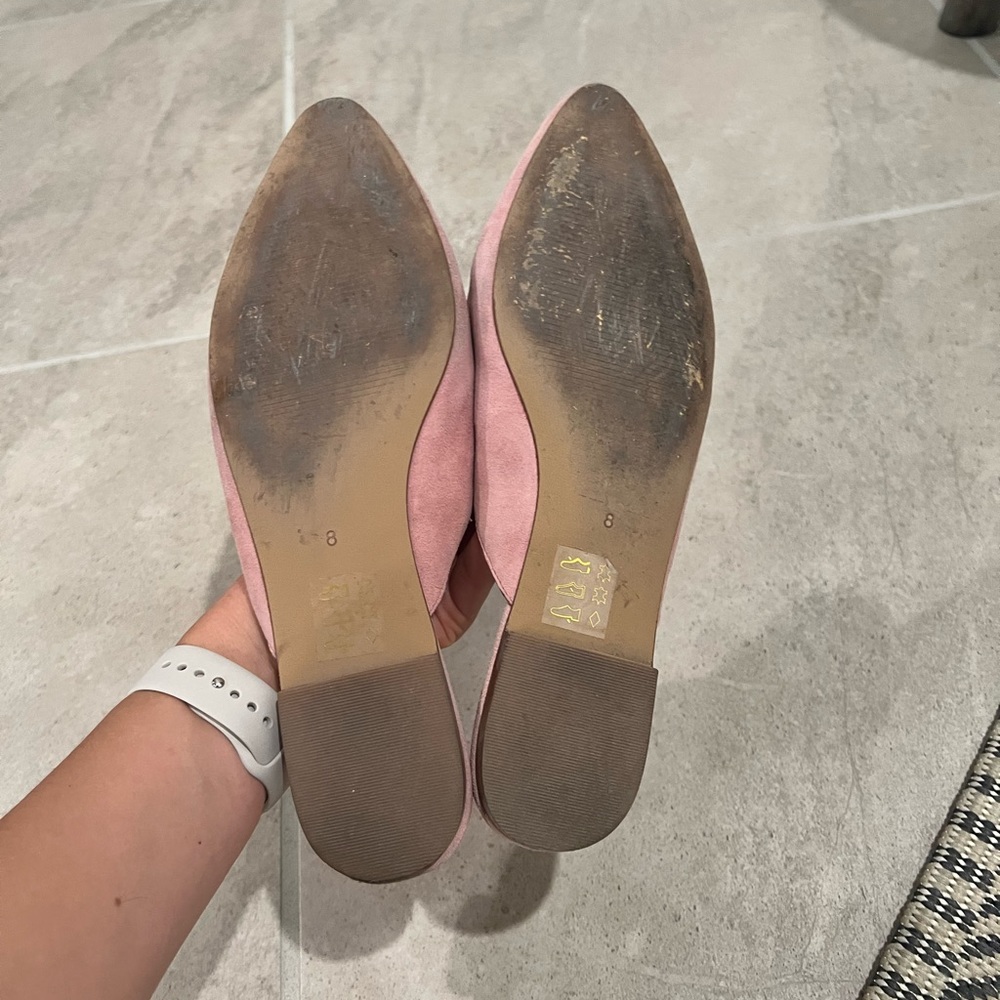 Madewell Pink Suede Pointed-Toe Mules - Picture 2 of 2